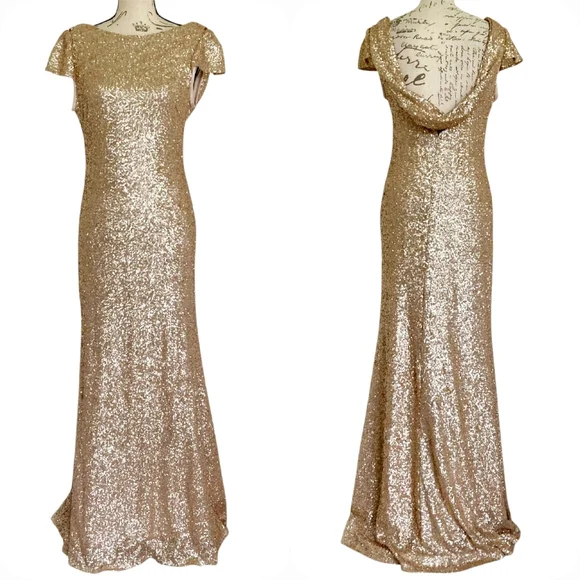 green emerald velvet dress Gold Sequin Plunging Neck Halter Strap Mermaid Prom Dress main image 1